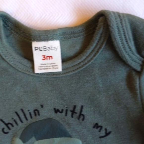 petit lem green snowman graphic long sleeve bodysuit diaper shirt 3 months baby - Picture 4 of 8